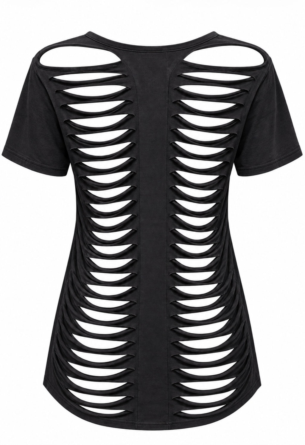 Short Sleeve Rib-Cut T-shirt