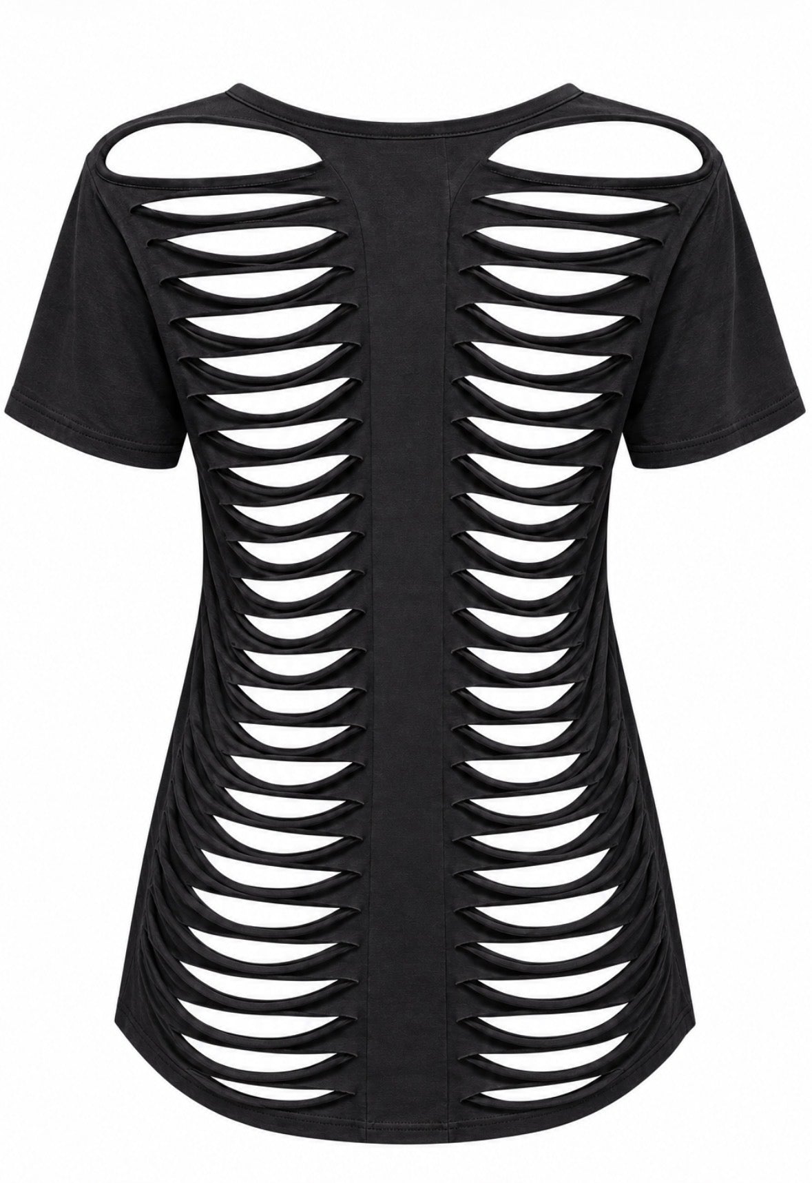 Short Sleeve Rib-Cut T-shirt